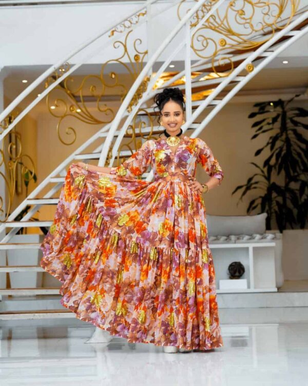 5783053338583698293.jpg Elegant Habesha ሽፎን Chiffon Dress for Women – Traditional Ethiopian & Eritrean Fashion with Modern Floral Design