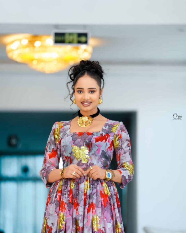 5783053338583698299.jpg Elegant Habesha ሽፎን Chiffon Dress for Women – Traditional Ethiopian & Eritrean Fashion with Modern Floral Design