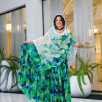 New Vibrant Marbled Ethiopian Chiffon Kemis Chiffon Habesha Dresses | Fidel Markato