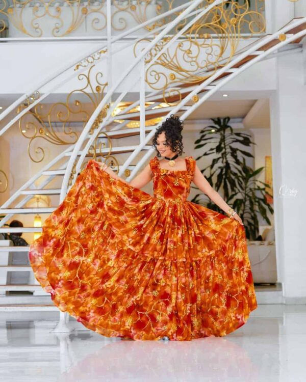 New Vibrant Marbled Ethiopian Chiffon Kemis Chiffon Habesha Dresses | Fidel Markato