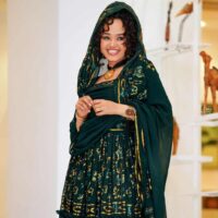 New Modern Chiffon Habesha Kemis with Gold Tilf | Fidel Markato