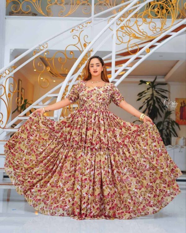 Ethiopean & Eritrean Habesha  –  Elegant Floral Maxi Dress , Lightweight & Full-Length Flow