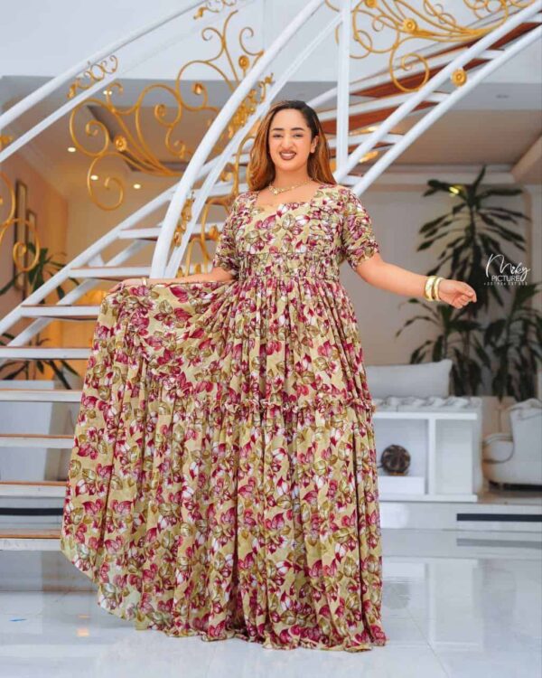 Ethiopean & Eritrean Habesha  –  Elegant Floral Maxi Dress , Lightweight & Full-Length Flow