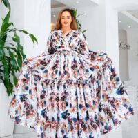 Ethiopean & Eritrean Habesha  –  Elegant Floral Maxi Dress , Lightweight & Full-Length Flow