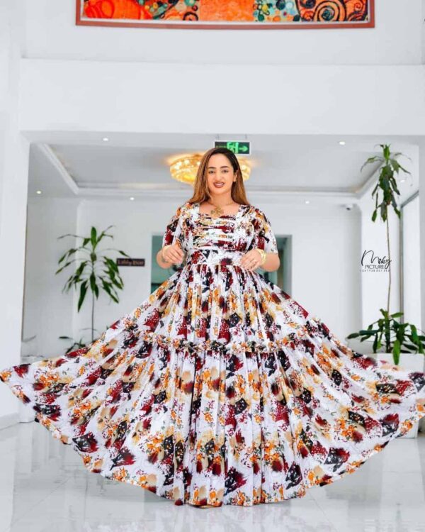 Ethiopean & Eritrean Habesha  –  Elegant Floral Maxi Dress , Lightweight & Full-Length Flow