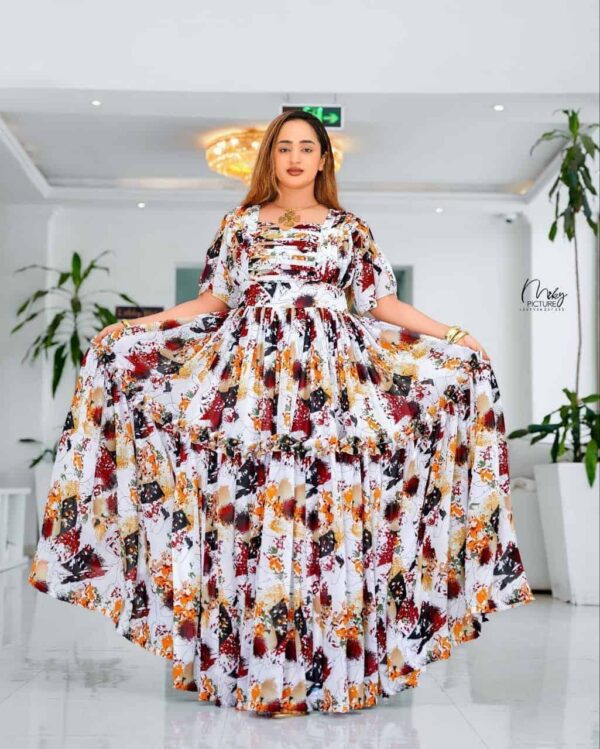 Ethiopean & Eritrean Habesha  –  Elegant Floral Maxi Dress , Lightweight & Full-Length Flow