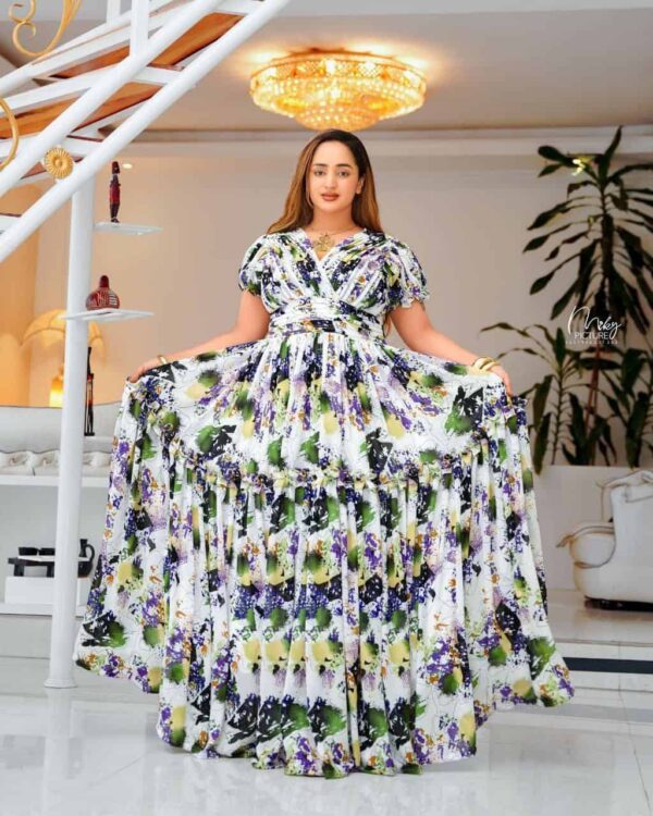 Ethiopean & Eritrean Habesha  –  Elegant Floral Maxi Dress , Lightweight & Full-Length Flow