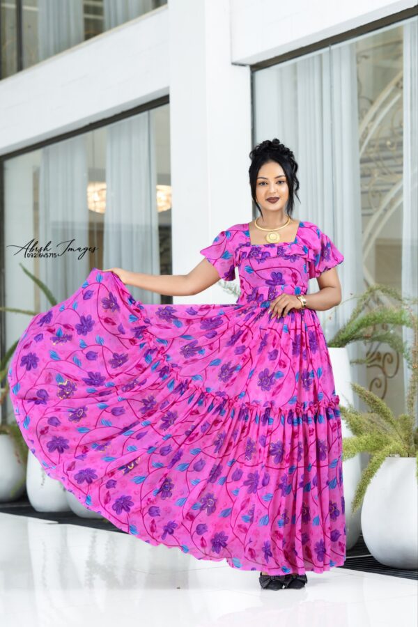 Premium Floral Habesha Chiffon ሽፎን ዲዛይን Dresses - Modern Ethiopian & Eritrean Traditional Maxi Gowns