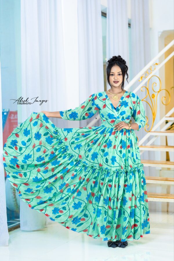 Premium Floral Habesha Chiffon ሽፎን ዲዛይን Dresses - Modern Ethiopian & Eritrean Traditional Maxi Gowns
