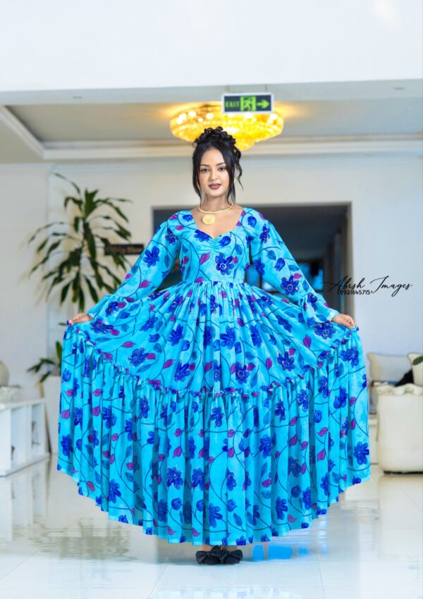Premium Floral Habesha Chiffon ሽፎን ዲዛይን Dresses - Modern Ethiopian & Eritrean Traditional Maxi Gowns