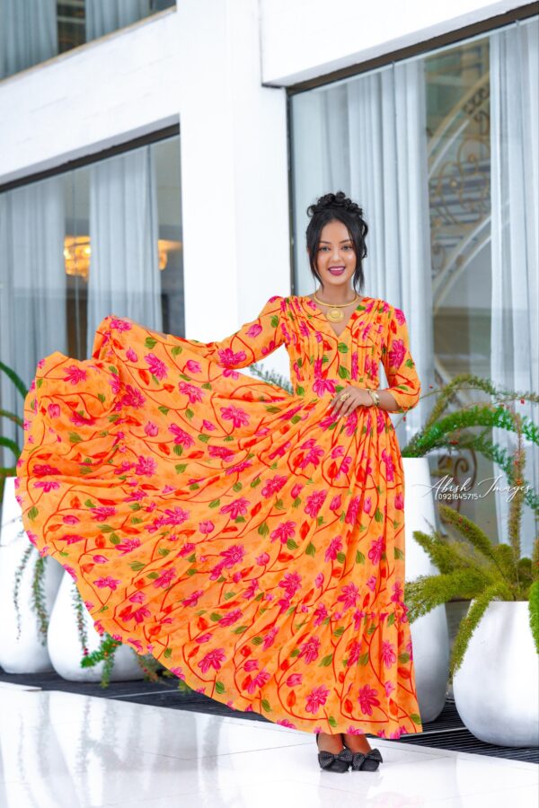 Premium Floral Habesha Chiffon ሽፎን ዲዛይን Dresses - Modern Ethiopian & Eritrean Traditional Maxi Gowns