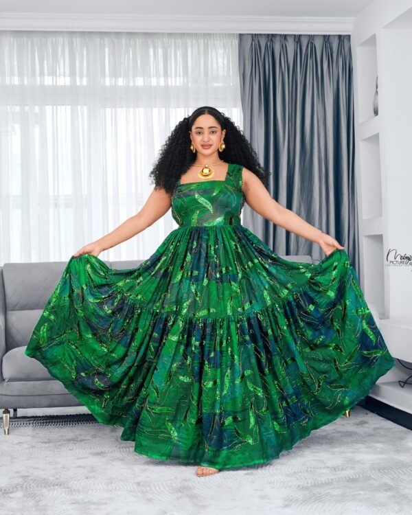 ሓበሻ  ሽፎን ቀሚስ ዲዛይን Habesha Chiffon Dress – Luxury Ethiopian & Eritrean Occasion Wear
