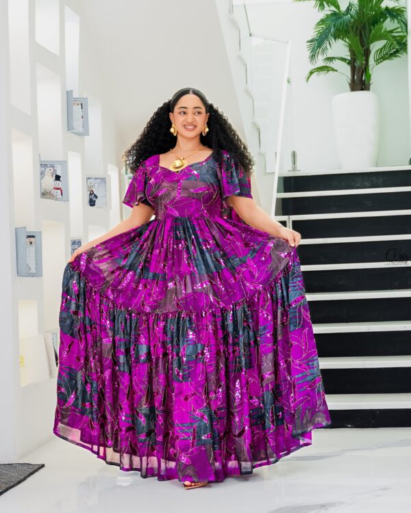 ሓበሻ  ሽፎን ቀሚስ ዲዛይን Habesha Chiffon Dress – Luxury Ethiopian & Eritrean Occasion Wear